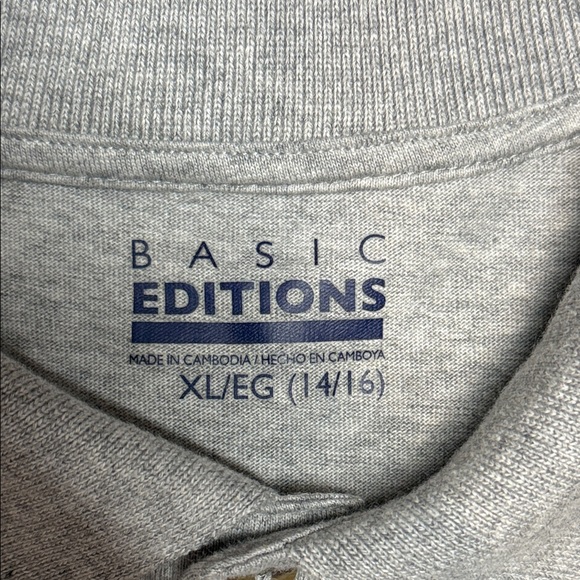 Basic Editions Kids' Heather Gray Polo Shirt. Casual Everyday - Picture 2 of 6